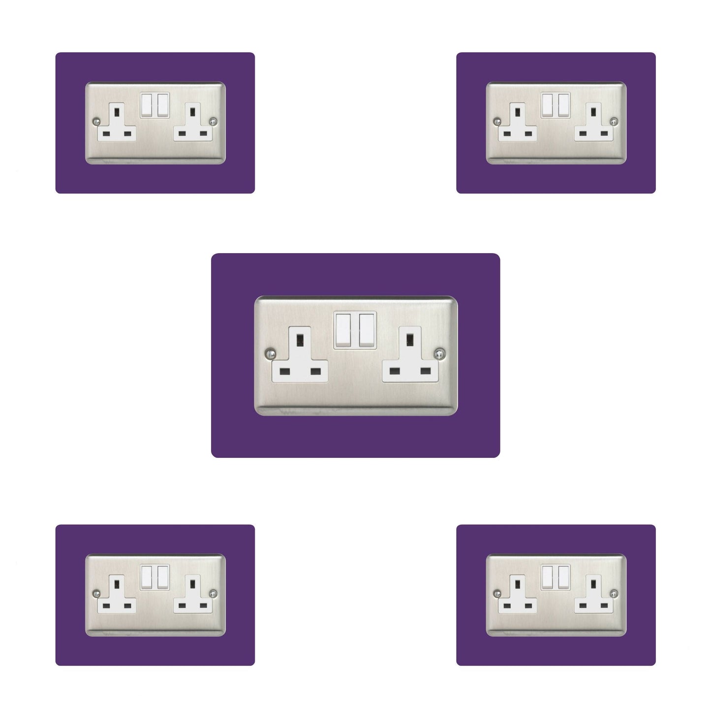 Set of 5 Double Socket Surrounds
