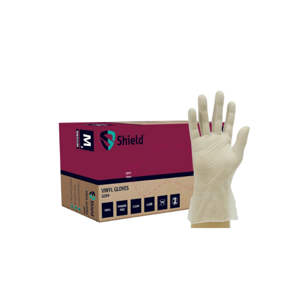 Shield GD09 Clear Vinyl PF Disposable Glove (10 x 100)