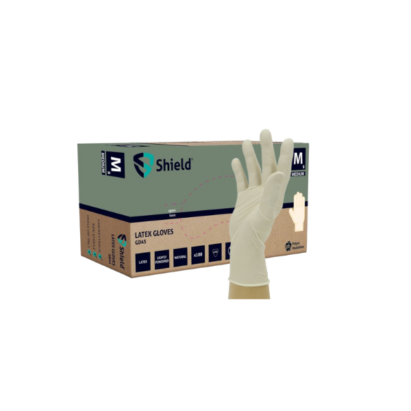 Shield GD45 Natural Latex Powdered Disposable Glove (10 x 100)