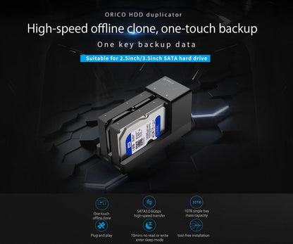 ORICO 6528US3-C 2.5 / 3.5 inch Hard Drive Enclosure with Duplicator, 6528US3-C