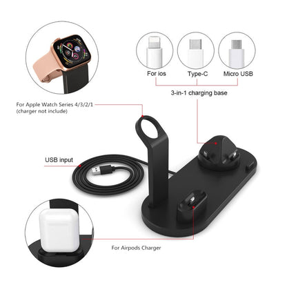 HQ-UD15 Rotatable Wireless Charging Base with Stand for Phones / iWatches / AirPods (Silver), without Wireless Charging White, without Wireless Charging Black, White (with wireless charging), Black (without wireless charging)