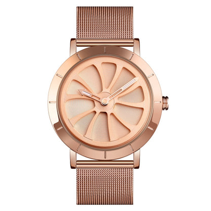 SKMEI 9204 Fashion Skeleton Rotating Dial Waterproof Business Mesh Belt Quartz Watch Men Watch
