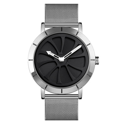 SKMEI 9204 Fashion Skeleton Rotating Dial Waterproof Business Mesh Belt Quartz Watch Men Watch