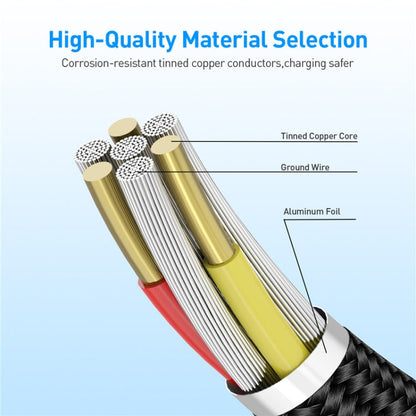 3 in 1 USB to 8 Pin + Type-C/USB-C + Micro USB Magnetic Metal Interface Nylon Braided Charging Cable, Length: 1m