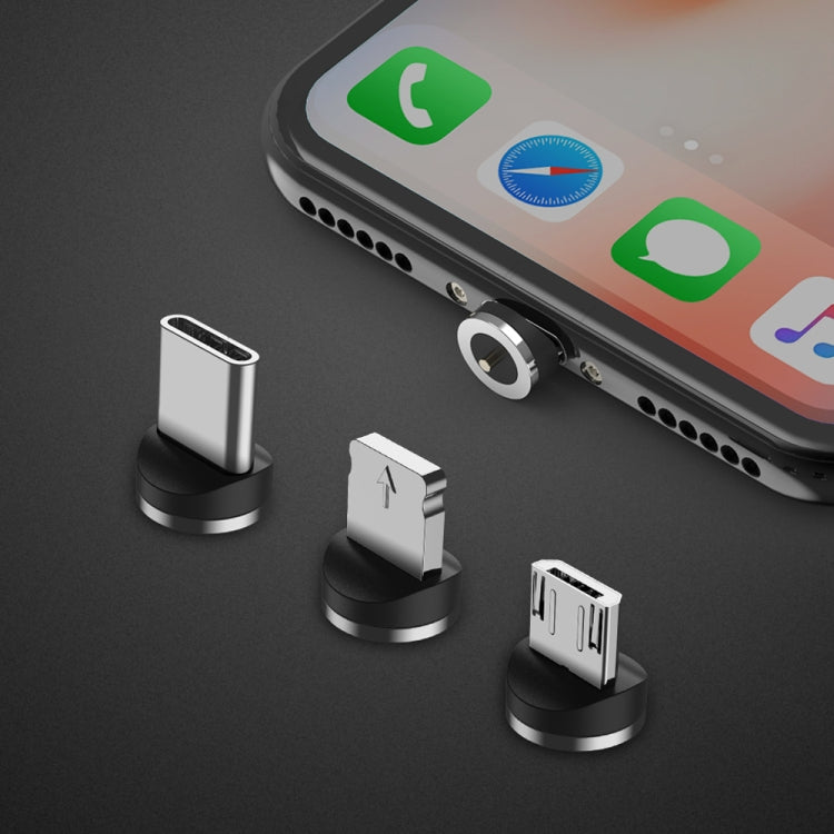 3 in 1 USB to 8 Pin + Type-C/USB-C + Micro USB Magnetic Metal Interface Nylon Braided Charging Cable, Length: 1m