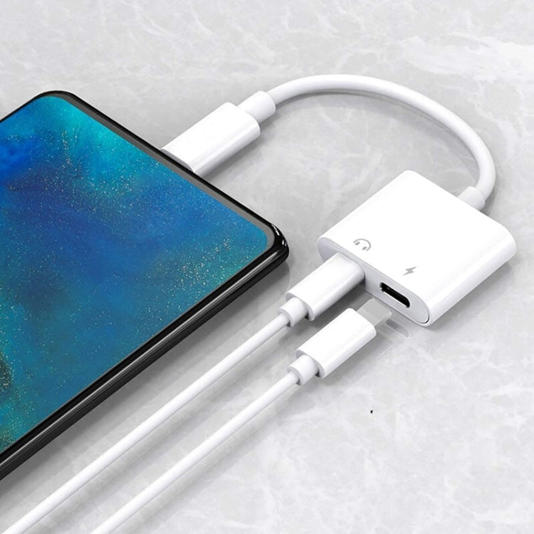 ZS-S1802 2 in 1 8 Pin Male to 8 Pin Charging + 8 Pin Audio Female Connector Earphone Adapter, Support Calls & Wire Control, Compatible with All IOS System