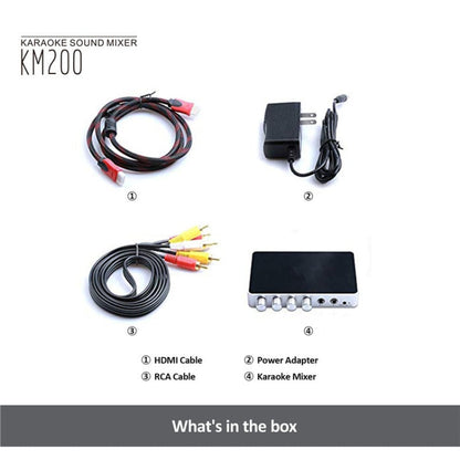 KM200 Portable Digital Stereo Audio Echo System Machine HDMI Karaoke Mixer Amplifier 4K/2K TV PC Home Theater