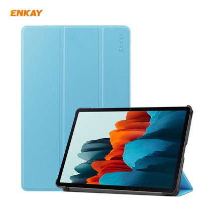 ENKAY ENK-8010 PU Leather + Plastic Smart Case with Three-folding Holder for Samsung Galaxy Tab S7 11.0 T870 / T875, For Galaxy Tab S8 / Galaxy Tab S7 11.0