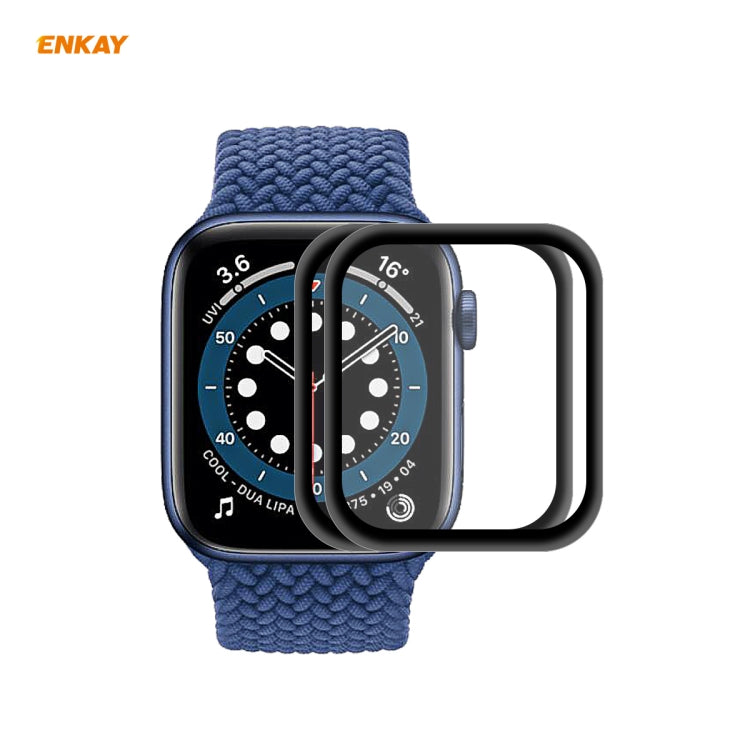 2 PCS For Apple Watch Series 6/5/4/SE 44mm ENKAY Hat-Prince 3D Full Screen PET Curved Hot Bending HD Screen Protector Film, For Apple Watch Series 6/5/4/SE 44mm
