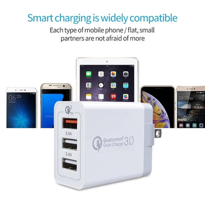 SDC-30W 2 in 1 USB to USB-C / Type-C Data Cable + 30W QC 3.0 USB + 2.4A Dual USB 2.0 Ports Mobile Phone Tablet PC Universal Quick Charger Travel Charger Set, US Plug, with USB-C / Type-C Cable, US Plug