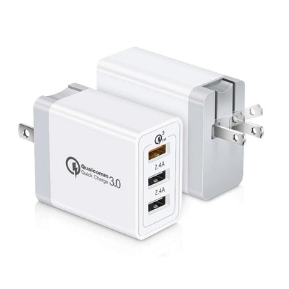 SDC-30W 2 in 1 USB to 8 Pin Data Cable + 30W QC 3.0 USB + 2.4A Dual USB 2.0 Ports Mobile Phone Tablet PC Universal Quick Charger Travel Charger Set,  US Plug, with 8 Pin Cable, US Plug
