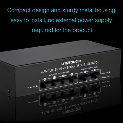 B042 4-in 2-out Power Amplifier Sound Switcher Loudspeaker Switch Distributor, 300W Per Channel Lossless Sound Quality, B042