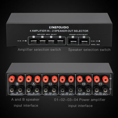 4 Input 2 Output Power Amplifier And Speaker Switcher Speaker Switch Splitter Comparator 300W Per Channel Without Loss Of Sound Quality, 4 In 2 Out