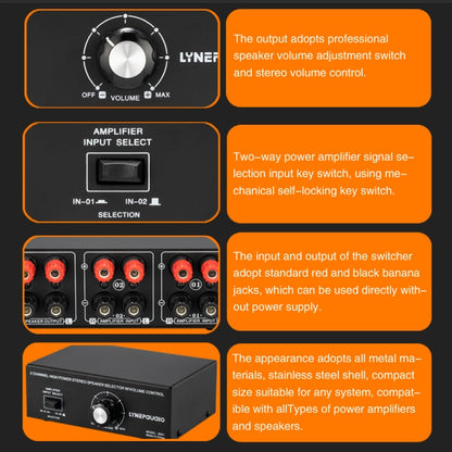 B051 2 Input And 1 Output Power Amplifier And Speaker Selection Switcher Output With Volume Adjustment 2 Power Amplifiers Audio Switcher Switch Distribution Comparator, B051