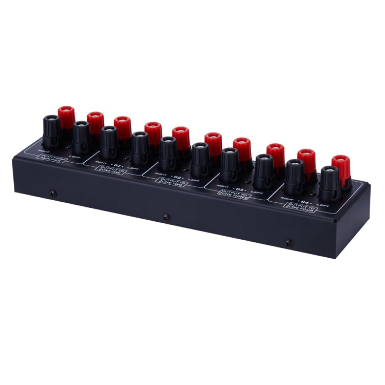 1 In And 4 Out Amplifier Sound Speaker Distributor, 4-Area Sound Source, Signal Distribution Panel, Single Audio Input, 300W Per Channel, B030