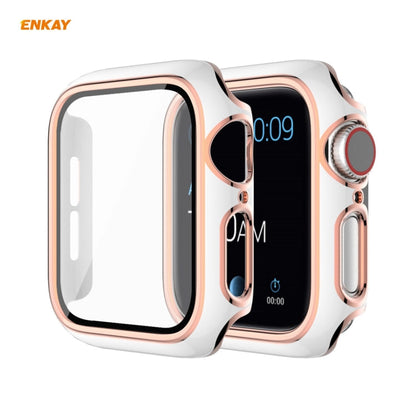 ENKAY Hat-Prince Full Coverage Electroplated PC Case + Tempered Glass Protector for Apple Watch Series 6 / 5 / 4 / SE 44mm, For Apple Watch Series 6 / 5 / 4 / SE 44mm
