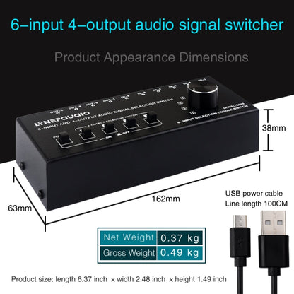 6 In 4 Out RCA Audio Switcher Signal Selector Distribute Device Switch Control