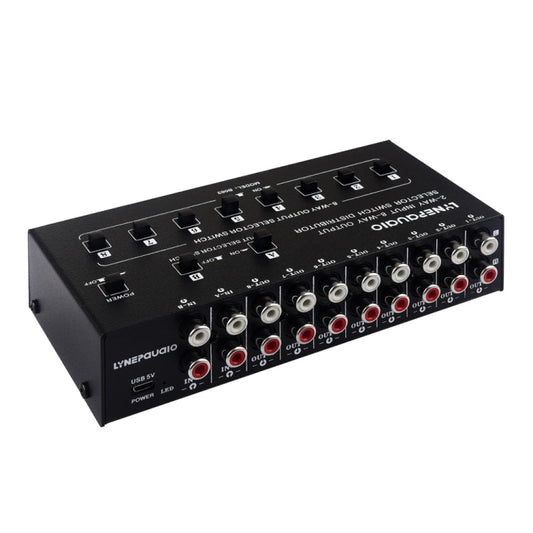 2 In 8 Out RCA Audio Frequency Signal Select Switch Distributor, 2 In 8 Out