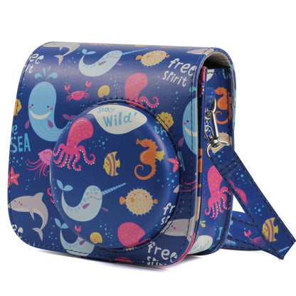 Ocean World Pattern Full Body Camera PU Leather Case Bag with Strap for FUJIFILM instax mini 9 / mini 8+ / mini 8, Ocean World Pattern