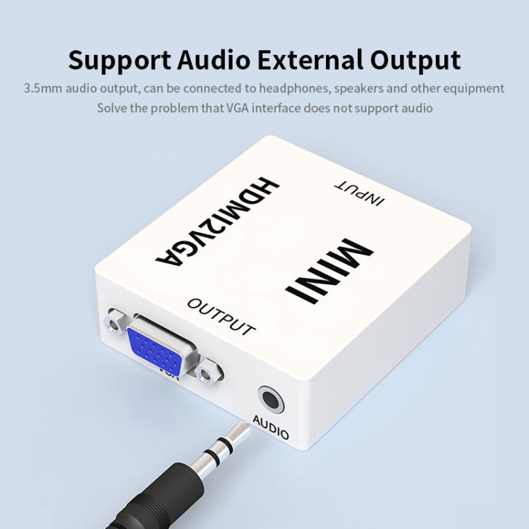 JSM Mini Size HD 1080P HDMI to VGA Audio Video Digital Converter Adapter, HDMI to VGA