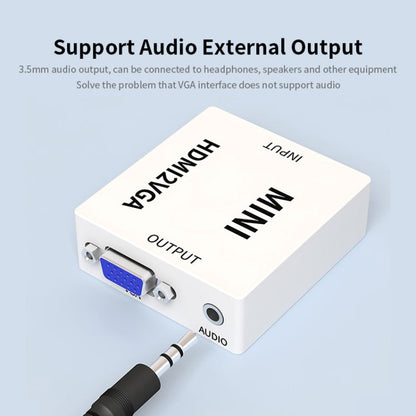 JSM Mini Size HD 1080P HDMI to VGA Audio Video Digital Converter Adapter, HDMI to VGA