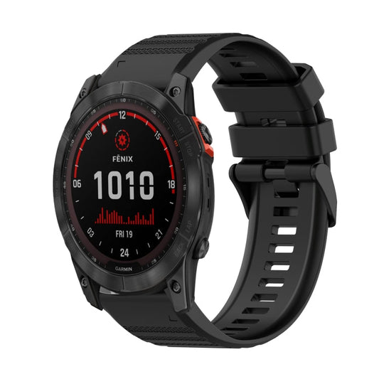 26mm Horizontal Texture Silicone Watch Band with Removal Tool, For Garmin Fenix 7X, For Garmin Fenix 7X Solar, For Garmin Tactix Delta