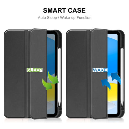 For iPad 10.9 2022 ENKAY TPU Back Cover Smart Leather Stand Tablet Case with Pen Slot