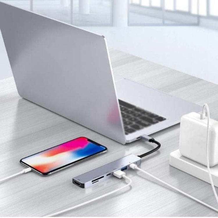 USB C Hub 7-in-1 USB C Multiport Adapter withHDMI 100W PD and SD/TF Card Reader