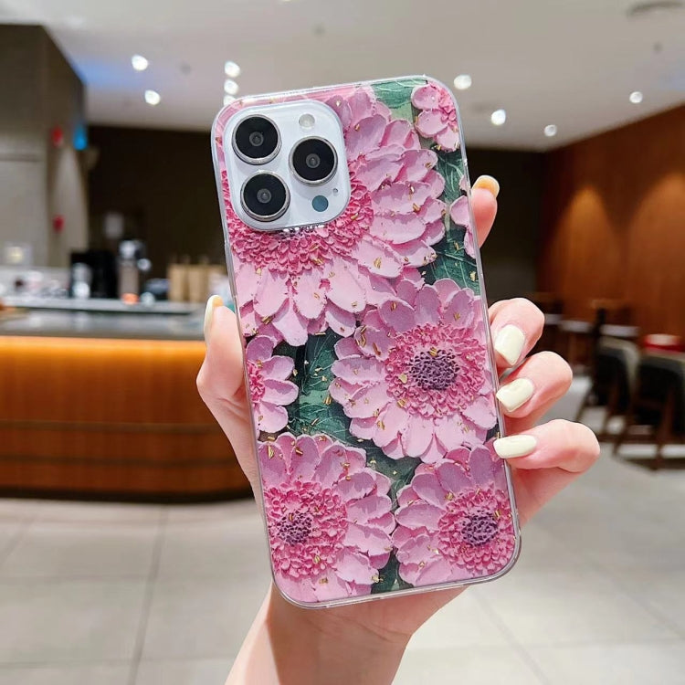 Gold Foil Oil Painting Epoxy TPU Phone Case, For iPhone 13 Pro Max, For iPhone 13 Pro, For iPhone 13, For iPhone 13 mini