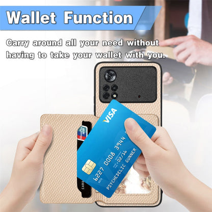 Carbon Fiber Magnetic Card Wallet Bag Phone Case, For Xiaomi Poco X4 Pro 5G, For Xiaomi Poco X5 Pro 5G, For Samsung Galaxy A22 5G, For Samsung Galaxy A32 5G