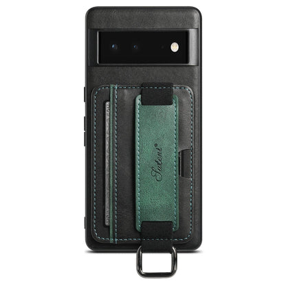 Suteni H13 Card Wallet Wrist Strap Holder PU Phone Case, For Googel Pixel 6, For Googel Pixel 6 Pro, For Googel Pixel 6a, For Googel Pixel 7 5G, For Googel Pixel 7 Pro 5G, For Googel Pixel 7a