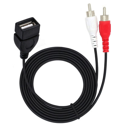 JUNSUNMAY USB 2.0 Female to 2 x RCA Male Video Audio Splitter Adapter Cable, 0.2m USB F to 2 RCA, 1.5m USB F to 2 RCA