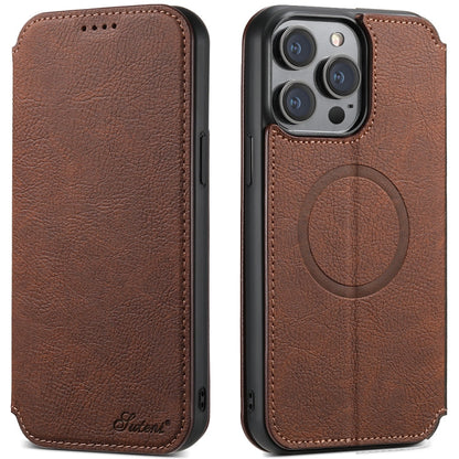 Suteni J06 Multifunctional Leather Magnetic Magsafe Phone Case, For iPhone 14 Pro Max