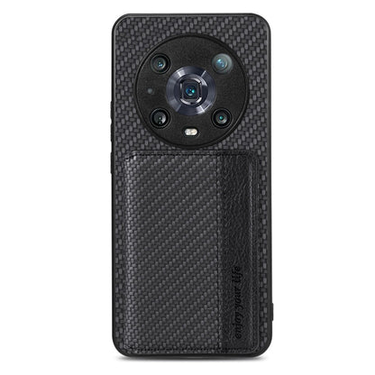 Carbon Fiber Magnetic Card Bag Phone Case, For Honor 80, For Honor Magic4 Lite, For Honor Magic5 Pro, For OPPO A16