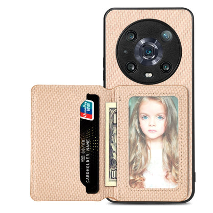 Carbon Fiber Magnetic Card Bag Phone Case, For Honor 80, For Honor Magic4 Lite, For Honor Magic5 Pro, For OPPO A16