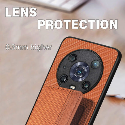 Carbon Fiber Magnetic Card Bag Phone Case, For Honor 80, For Honor Magic4 Lite, For Honor Magic5 Pro, For OPPO A16