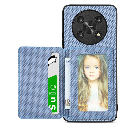 Carbon Fiber Magnetic Card Bag Phone Case, For Honor 80, For Honor Magic4 Lite, For Honor Magic5 Pro, For OPPO A16