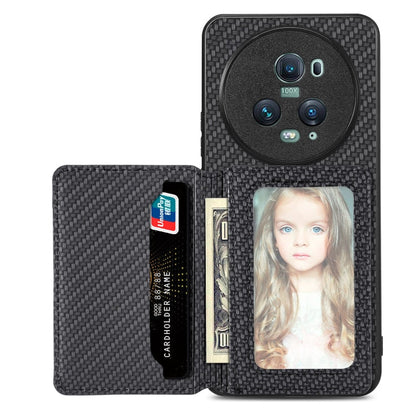 Carbon Fiber Magnetic Card Bag Phone Case, For Honor 80, For Honor Magic4 Lite, For Honor Magic5 Pro, For OPPO A16