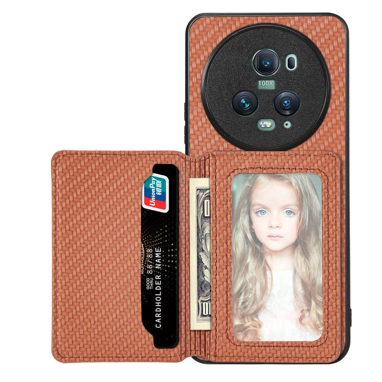 Carbon Fiber Magnetic Card Bag Phone Case, For Honor 80, For Honor Magic4 Lite, For Honor Magic5 Pro, For OPPO A16
