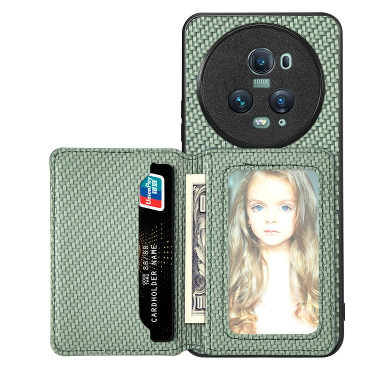 Carbon Fiber Magnetic Card Bag Phone Case, For Honor 80, For Honor Magic4 Lite, For Honor Magic5 Pro, For OPPO A16