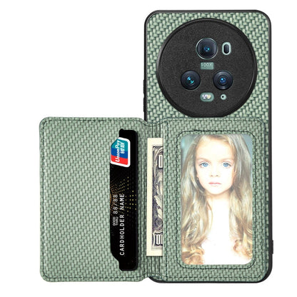 Carbon Fiber Magnetic Card Bag Phone Case, For Honor 80, For Honor Magic4 Lite, For Honor Magic5 Pro, For OPPO A16
