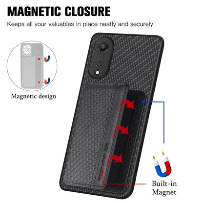 Carbon Fiber Magnetic Card Bag Phone Case, For OPPO A78, For OPPO A94 5G, For OPPO Find X6 Pro, For OPPO Find X6