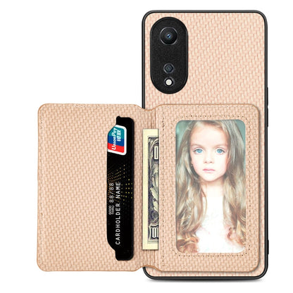 Carbon Fiber Magnetic Card Bag Phone Case, For OPPO A74 5G, For OPPO A78, For OPPO A94 5G, For OPPO Find X6 Pro
