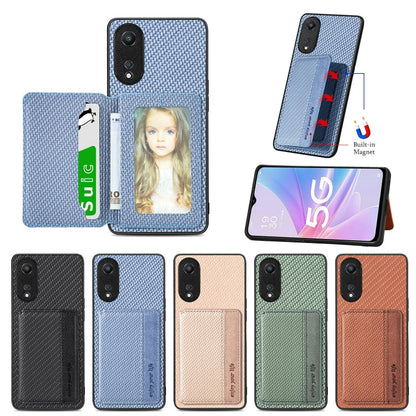 Carbon Fiber Magnetic Card Bag Phone Case, For OPPO A78, For OPPO A94 5G, For OPPO Find X6 Pro, For OPPO Find X6
