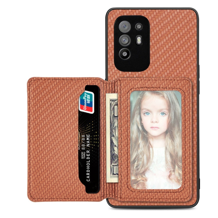 Carbon Fiber Magnetic Card Bag Phone Case, For OPPO A74 5G, For OPPO A78, For OPPO A94 5G, For OPPO Find X6 Pro