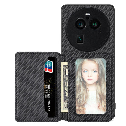 Carbon Fiber Magnetic Card Bag Phone Case, For OPPO A74 5G, For OPPO A78, For OPPO A94 5G, For OPPO Find X6 Pro