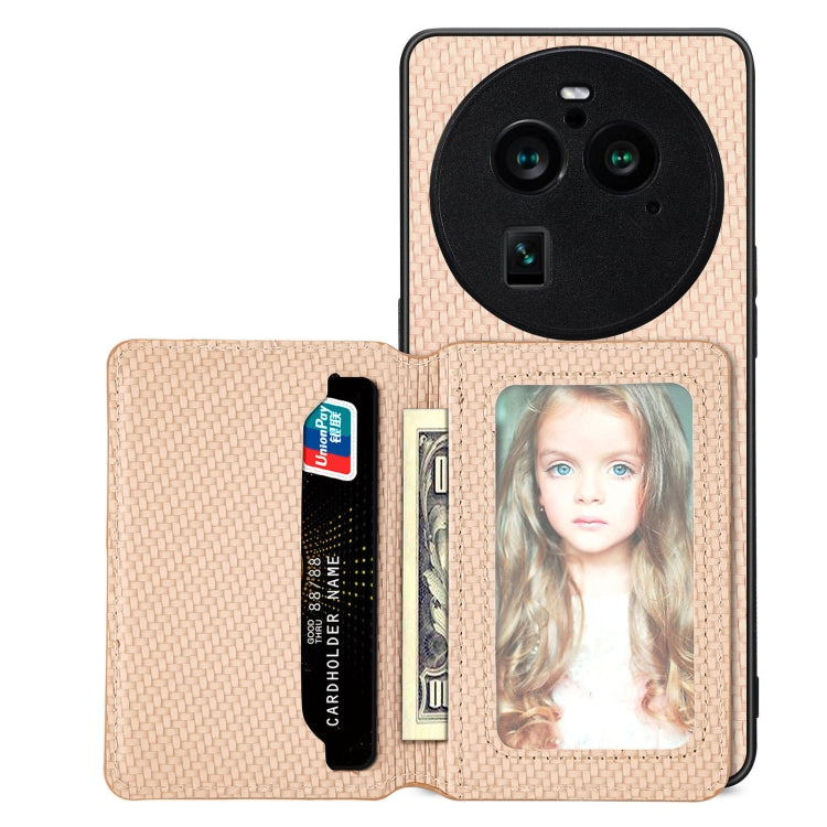 Carbon Fiber Magnetic Card Bag Phone Case, For OPPO A74 5G, For OPPO A78, For OPPO A94 5G, For OPPO Find X6 Pro