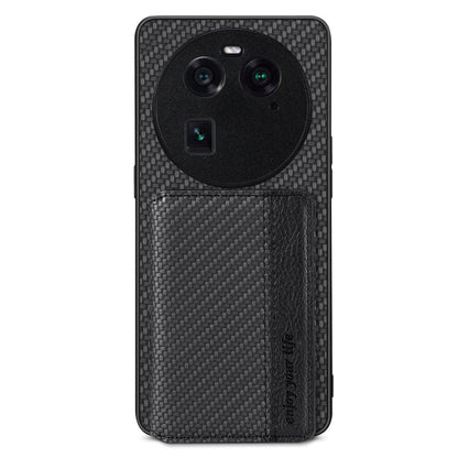Carbon Fiber Magnetic Card Bag Phone Case, For OPPO Find X6, For OPPO Reno5 5G, For OPPO Reno7 5G, For OPPO Reno8 T 4G