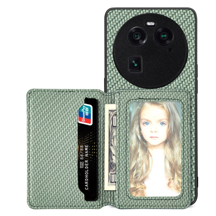 Carbon Fiber Magnetic Card Bag Phone Case, For OPPO A78, For OPPO A94 5G, For OPPO Find X6 Pro, For OPPO Find X6