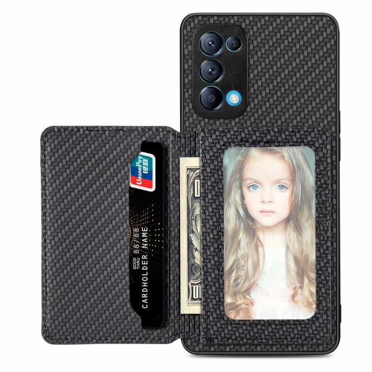 Carbon Fiber Magnetic Card Bag Phone Case, For OPPO Reno5 5G, For OPPO Reno7 5G, For OPPO Reno8 T 4G, For  vivo X70